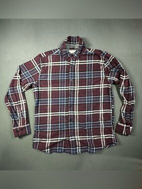 Weatherproof Vintage Men Size Medium Flannel Shirt Plaid Cotton Button Down
